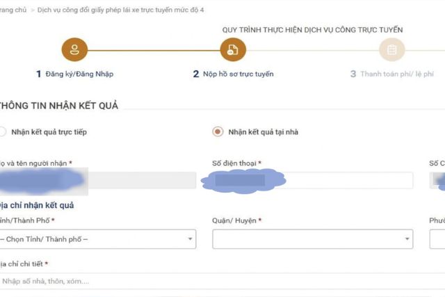 Chọn nhận bằng lái xe tại nhà để hoàn thành việc đổi GPLX