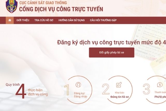 Truy cập link đổi, cấp lại giấy phép lái xe ở cổng Dịch vụ công