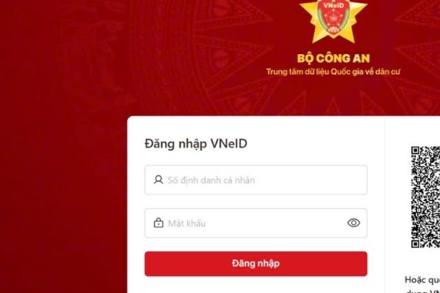 Đăng nhập bằng tên đăng nhập và mật khẩu hoặc liên kết bằng ứng dụng VNeID
