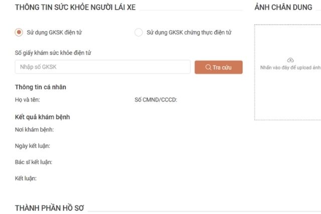 Thông tin sức khỏe của người lái xe